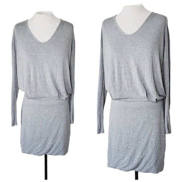 BANANA REPUBLIC Grey Jersey Long Sleeve V-Neck Stretch Dress - Picture 1 of 12